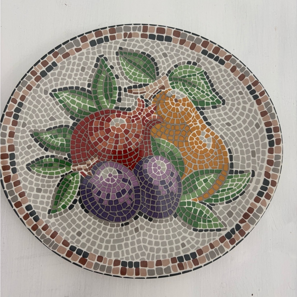 Set of two Vintage Sango Zoey Mosaic Plate with Fruit Design
